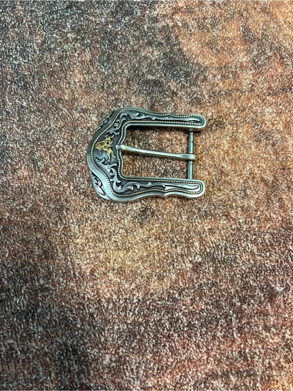 Western-Style Silver and Gold Belt Buckle